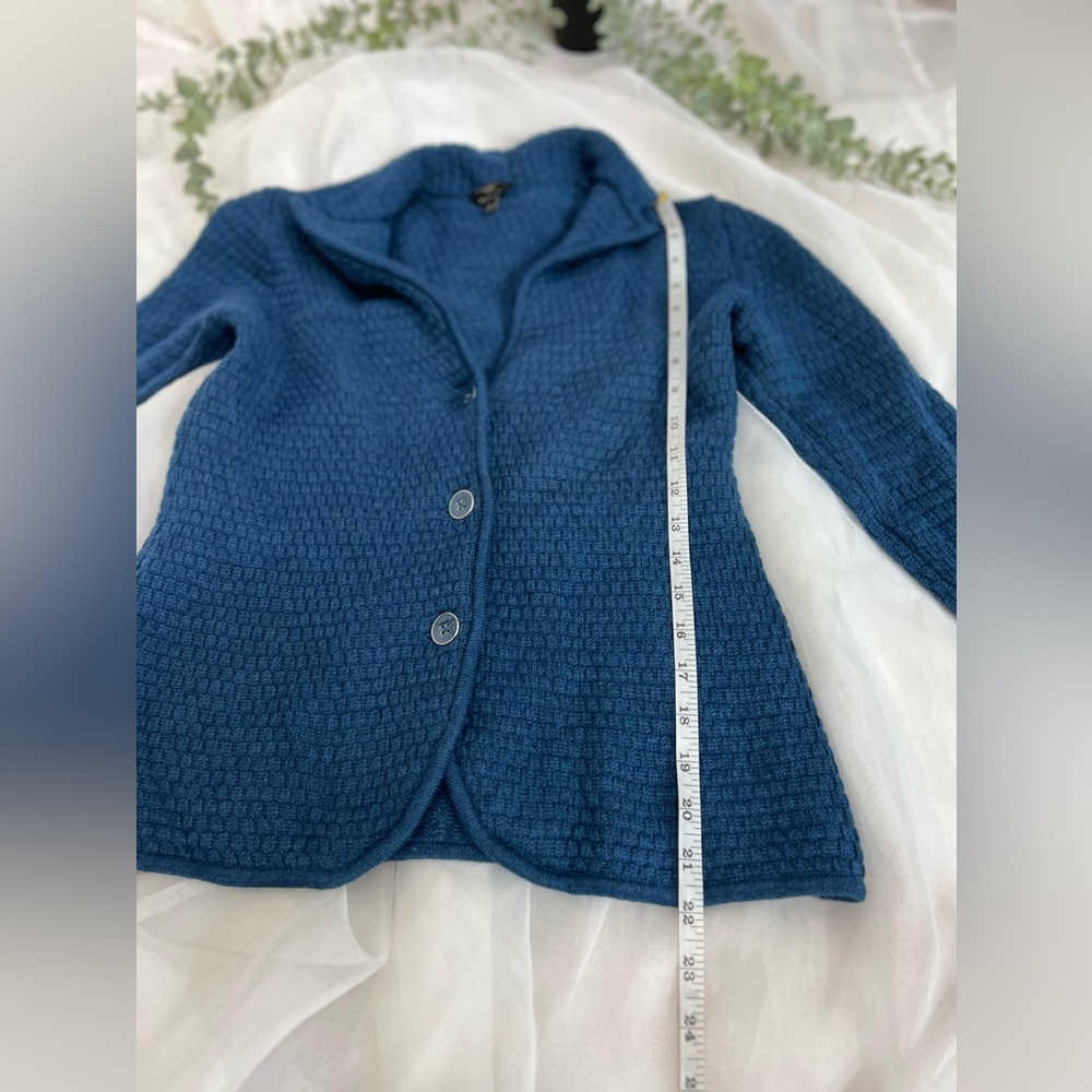 Talbots Sweater Blazer Women's Medium Blue Wool Knit Medium - Picture 8 of 11